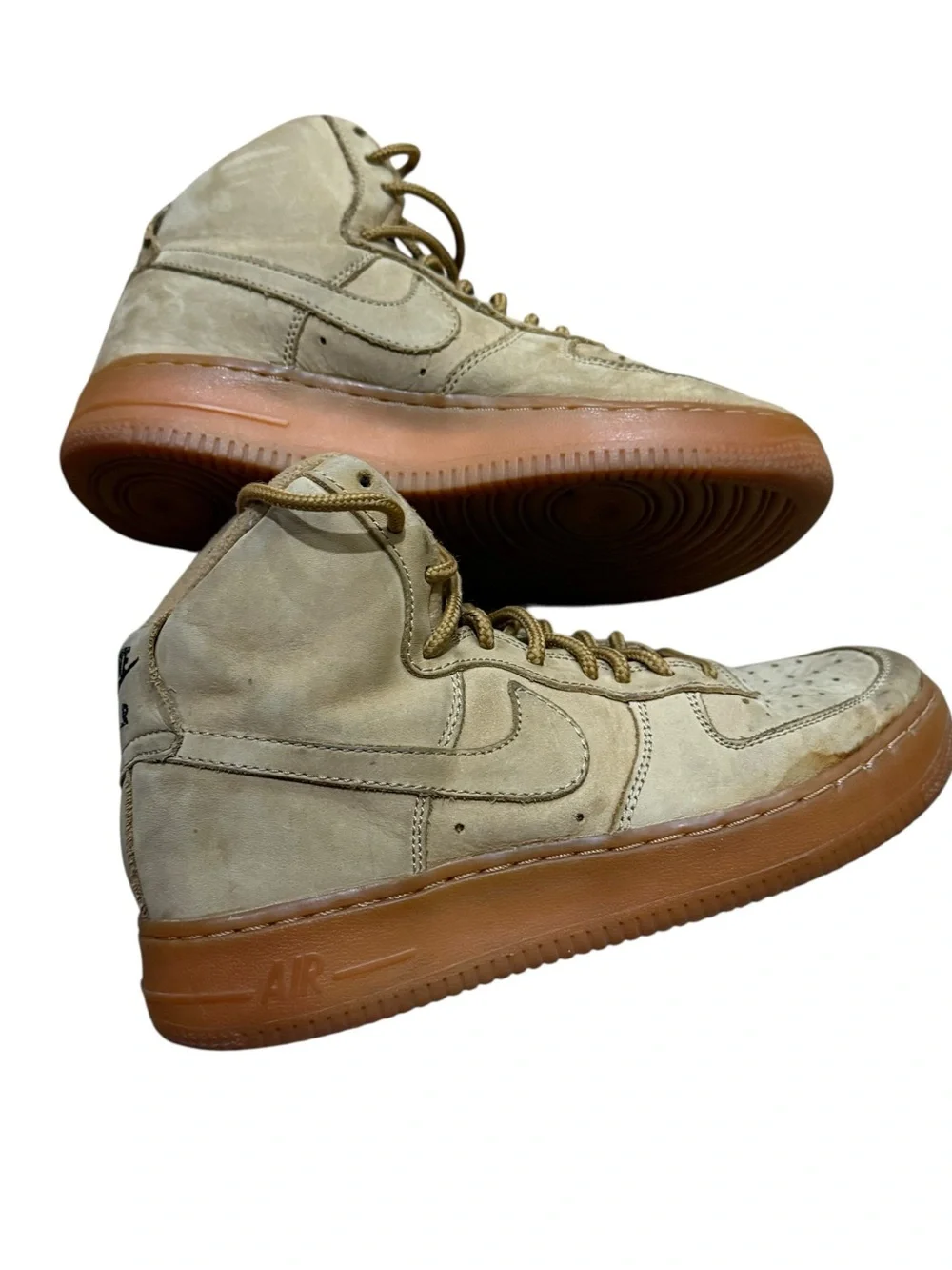 Air Force 1 High Flax Wheat Tan Shoes Gum Sole Sneakers Size 4 Y Big Kids